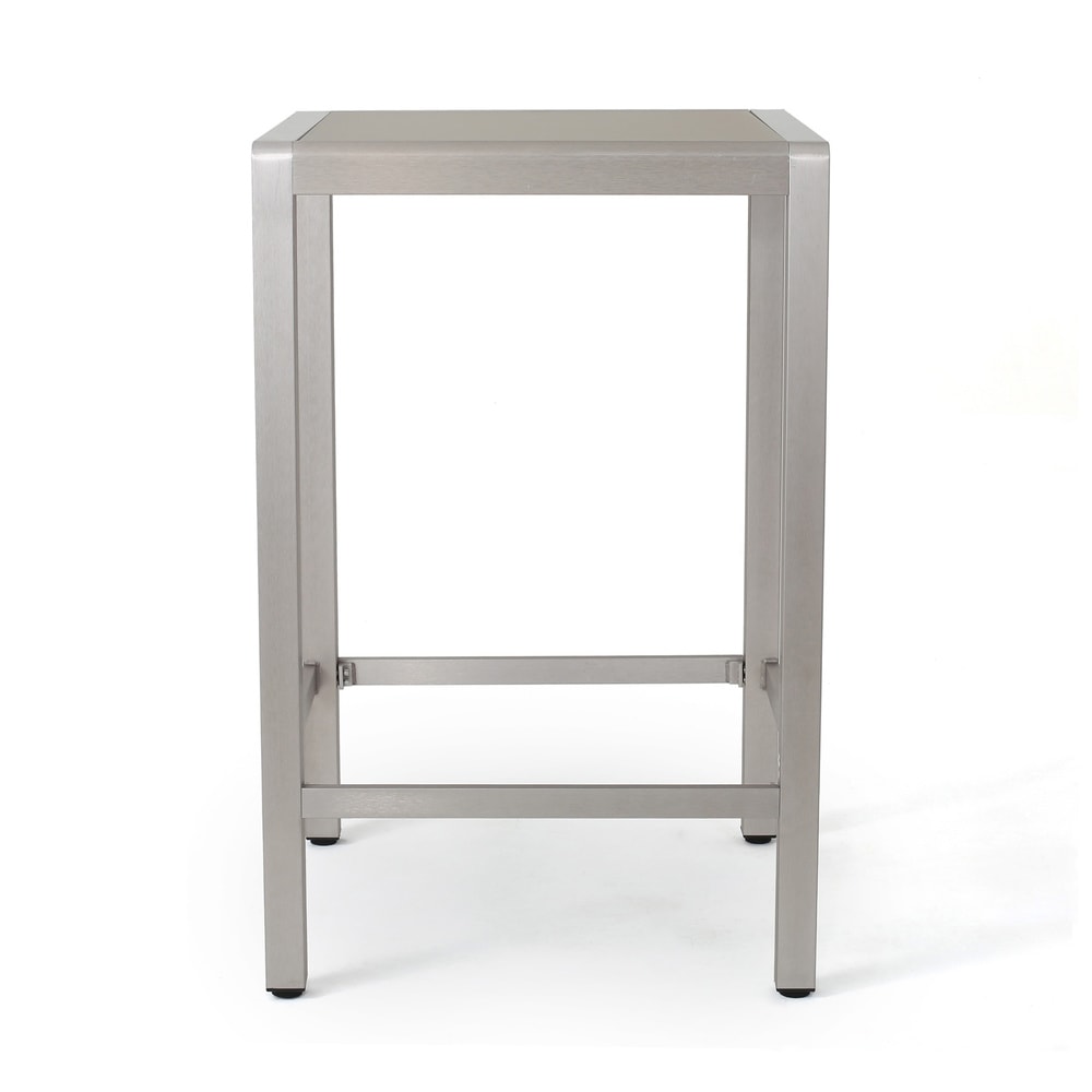 Cape Coral Outdoor Aluminum Bar Table with Glass Top (Table Only) by Christopher Knight Home - 27.56"L x 27.56"W x 43.00"H