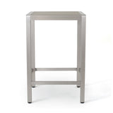 Cape Coral Outdoor Aluminum Bar Table with Glass Top (Table Only) by Christopher Knight Home - 27.56"L x 27.56"W x 43.00"H