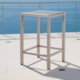 Cape Coral Outdoor Aluminum Bar Table with Glass Top (Table Only) by Christopher Knight Home - 27.56"L x 27.56"W x 43.00"H