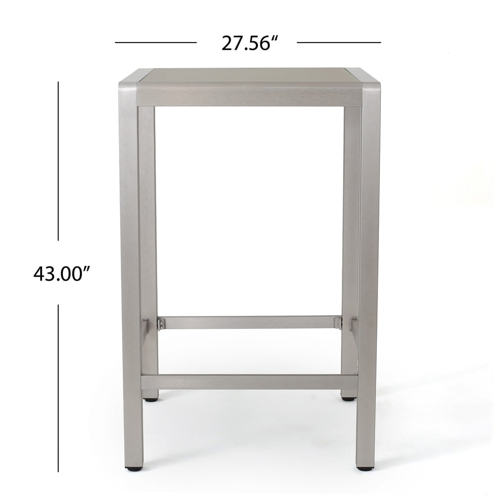Cape Coral Outdoor Aluminum Bar Table with Glass Top (Table Only) by Christopher Knight Home - 27.56"L x 27.56"W x 43.00"H
