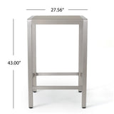 Cape Coral Outdoor Aluminum Bar Table with Glass Top (Table Only) by Christopher Knight Home - 27.56"L x 27.56"W x 43.00"H