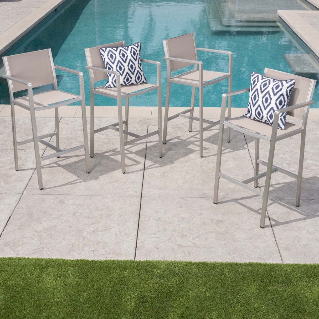 Cape Coral Outdoor Aluminum Barstool (Set of 4) by Christopher Knight Home