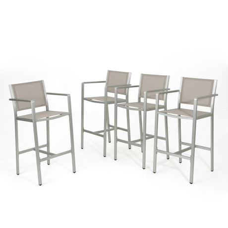 Cape Coral Outdoor Aluminum Barstool (Set of 4) by Christopher Knight Home