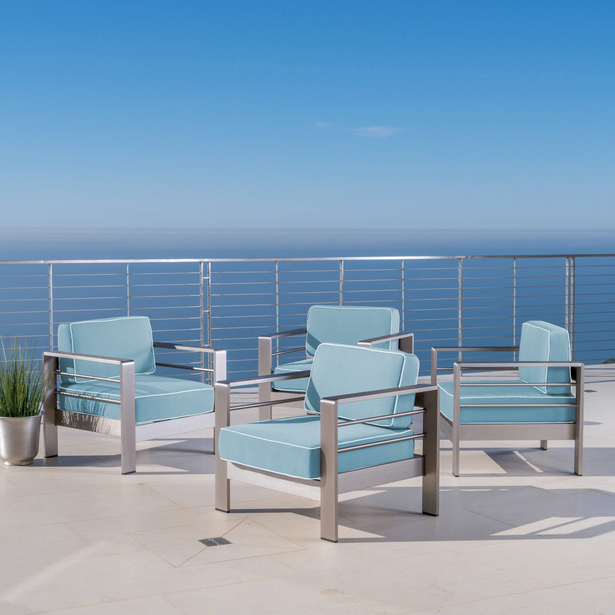 Cape Coral Outdoor Aluminum Club Chair with Cushion (Set of 4) by Christopher Knight Home