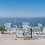 Cape Coral Outdoor Aluminum Club Chair with Cushion (Set of 4) by Christopher Knight Home