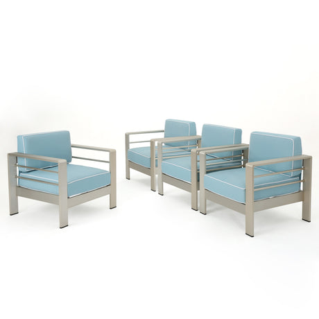 Cape Coral Outdoor Aluminum Club Chair with Cushion (Set of 4) by Christopher Knight Home