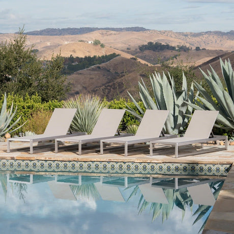 Metten Outdoor Mesh Chaise Lounge (Set of 4) by Christopher Knight Home
