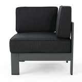 Cape Coral Outdoor Aluminum Tempered Glass 5-piece V-Shape Sectional Sofa Set with Cushions by Christopher Knight Home
