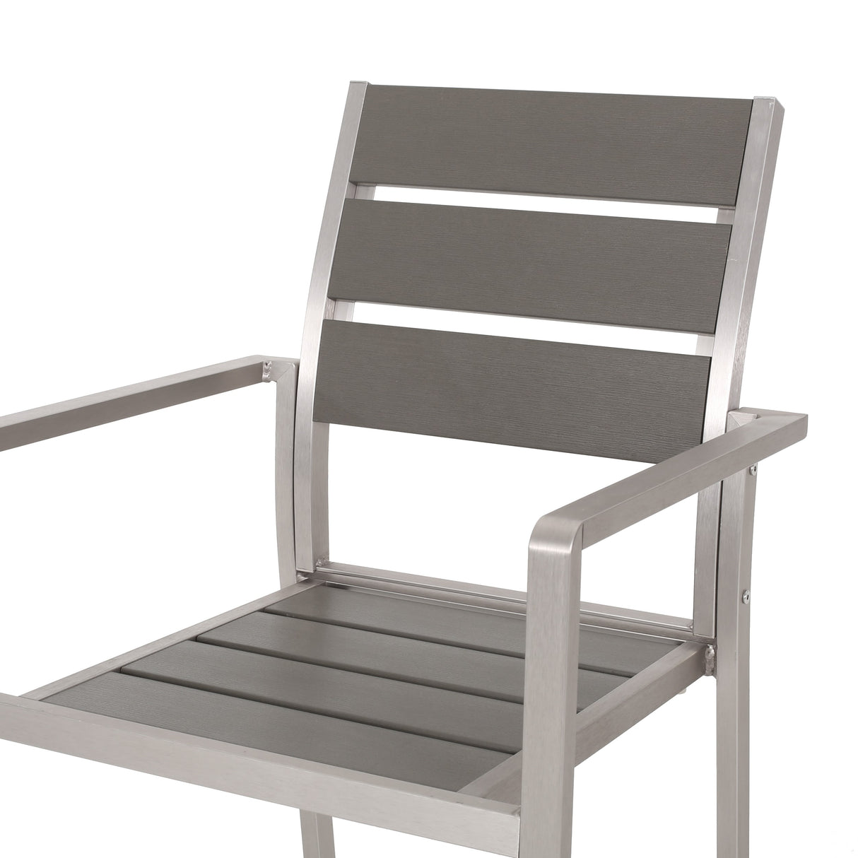 Cape Coral Outdoor Modern 6 Seater Aluminum Dining Set with Faux Wood Seats by Christopher Knight Home