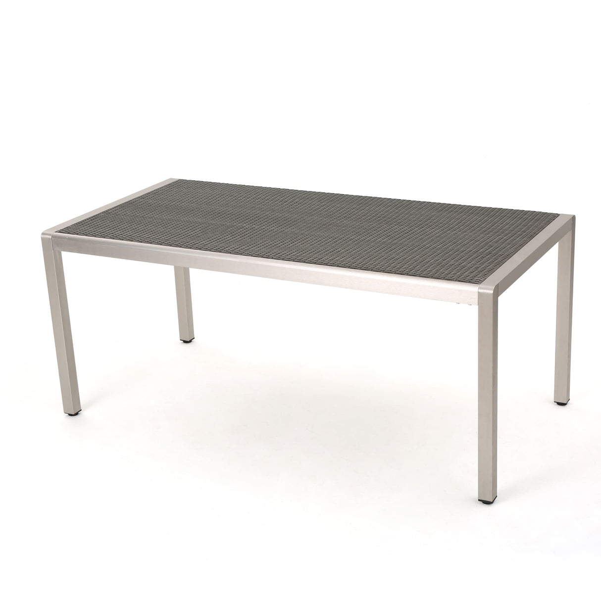 Cape Coral Outdoor Modern 6 Seater Aluminum Dining Set with Faux Wood Seats by Christopher Knight Home
