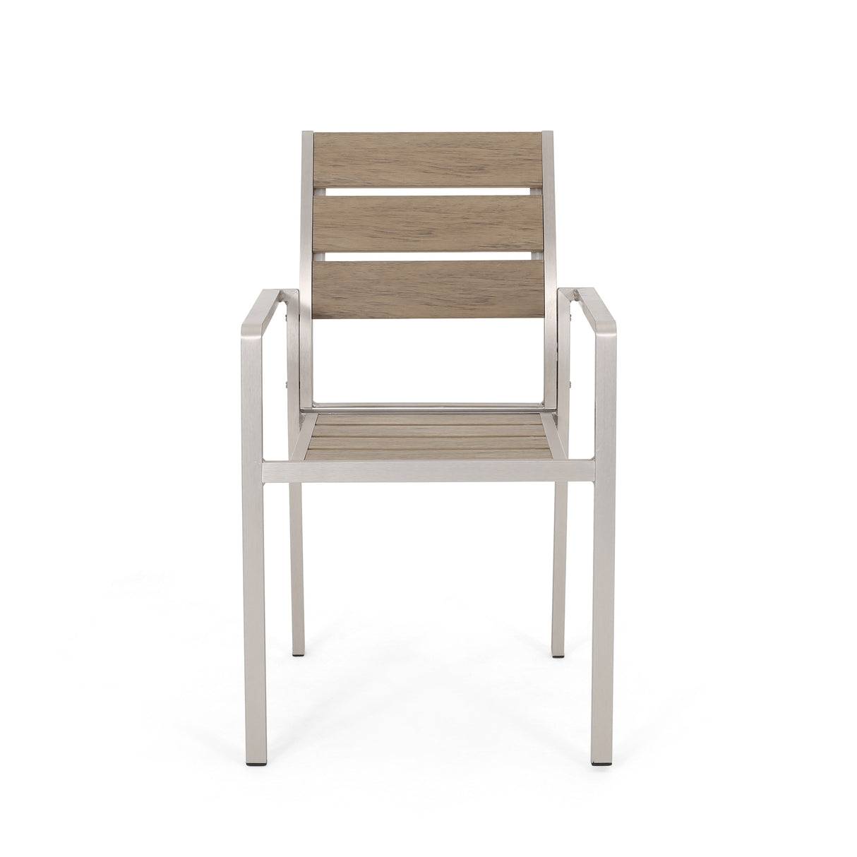 Cape Coral Outdoor Modern 6 Seater Aluminum Dining Set with Faux Wood Seats by Christopher Knight Home