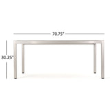 Cape Coral Outdoor Modern 6 Seater Aluminum Dining Set with Faux Wood Seats by Christopher Knight Home