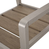 Cape Coral Outdoor Modern 6 Seater Aluminum Dining Set with Faux Wood Seats by Christopher Knight Home