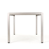 Cape Coral Outdoor Modern 6 Seater Aluminum Dining Set with Faux Wood Seats by Christopher Knight Home