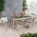 Cape Coral Outdoor Modern 6 Seater Aluminum Dining Set with Faux Wood Seats by Christopher Knight Home