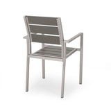 Cape Coral Outdoor Modern 6 Seater Aluminum Dining Set with Faux Wood Seats by Christopher Knight Home