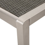 Cape Coral Outdoor Modern 6 Seater Aluminum Dining Set with Faux Wood Seats by Christopher Knight Home