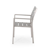 Cape Coral Outdoor Modern 6 Seater Aluminum Dining Set with Faux Wood Seats by Christopher Knight Home