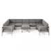Cape Coral Outdoor Modern 9 Seater Aluminum U-Shaped Sofa Sectional Set with Ottoman by Christopher Knight Home
