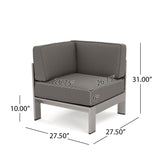 Cape Coral Outdoor Modern 9 Seater Aluminum U-Shaped Sofa Sectional Set with Ottoman by Christopher Knight Home