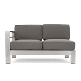 Cape Coral Outdoor Modern 9 Seater Aluminum U-Shaped Sofa Sectional Set with Ottoman by Christopher Knight Home