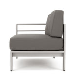 Cape Coral Outdoor Modern 9 Seater Aluminum U-Shaped Sofa Sectional Set with Ottoman by Christopher Knight Home