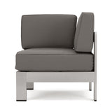 Cape Coral Outdoor Modern 9 Seater Aluminum U-Shaped Sofa Sectional Set with Ottoman by Christopher Knight Home