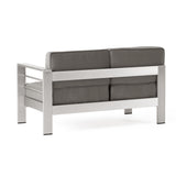 Cape Coral Outdoor Modern 9 Seater Aluminum U-Shaped Sofa Sectional Set with Ottoman by Christopher Knight Home