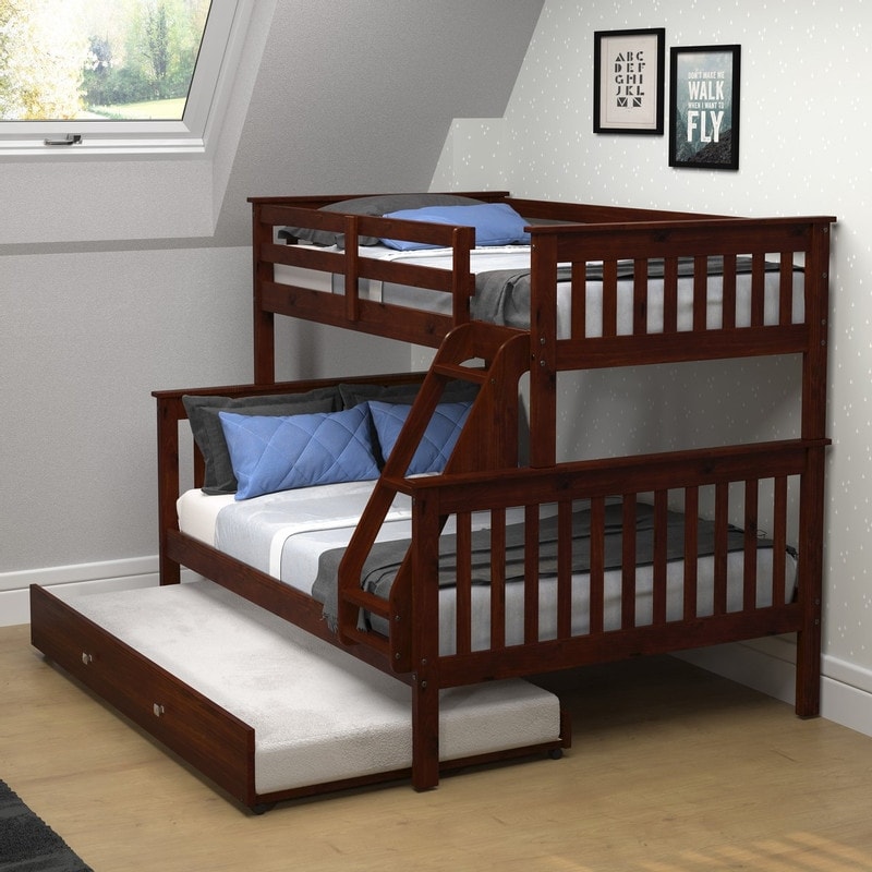 Cappuccino Twin over Full Mission Bunk Bed with Storage Drawers Or Trundle