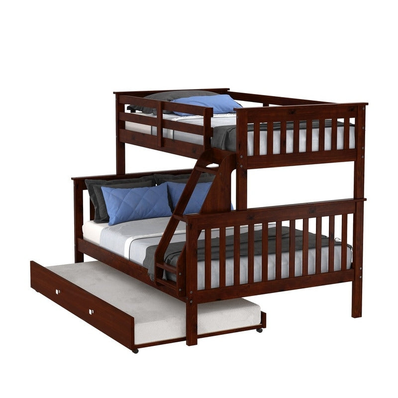 Cappuccino Twin over Full Mission Bunk Bed with Storage Drawers Or Trundle