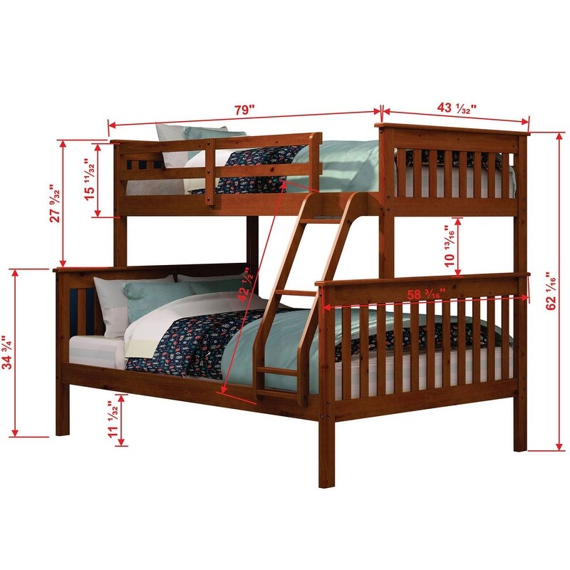 Cappuccino Twin over Full Mission Bunk Bed with Storage Drawers Or Trundle