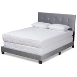 Caprice Modern and Contemporary Glam Grey Velvet Fabric Upholstered Queen Size Panel Bed