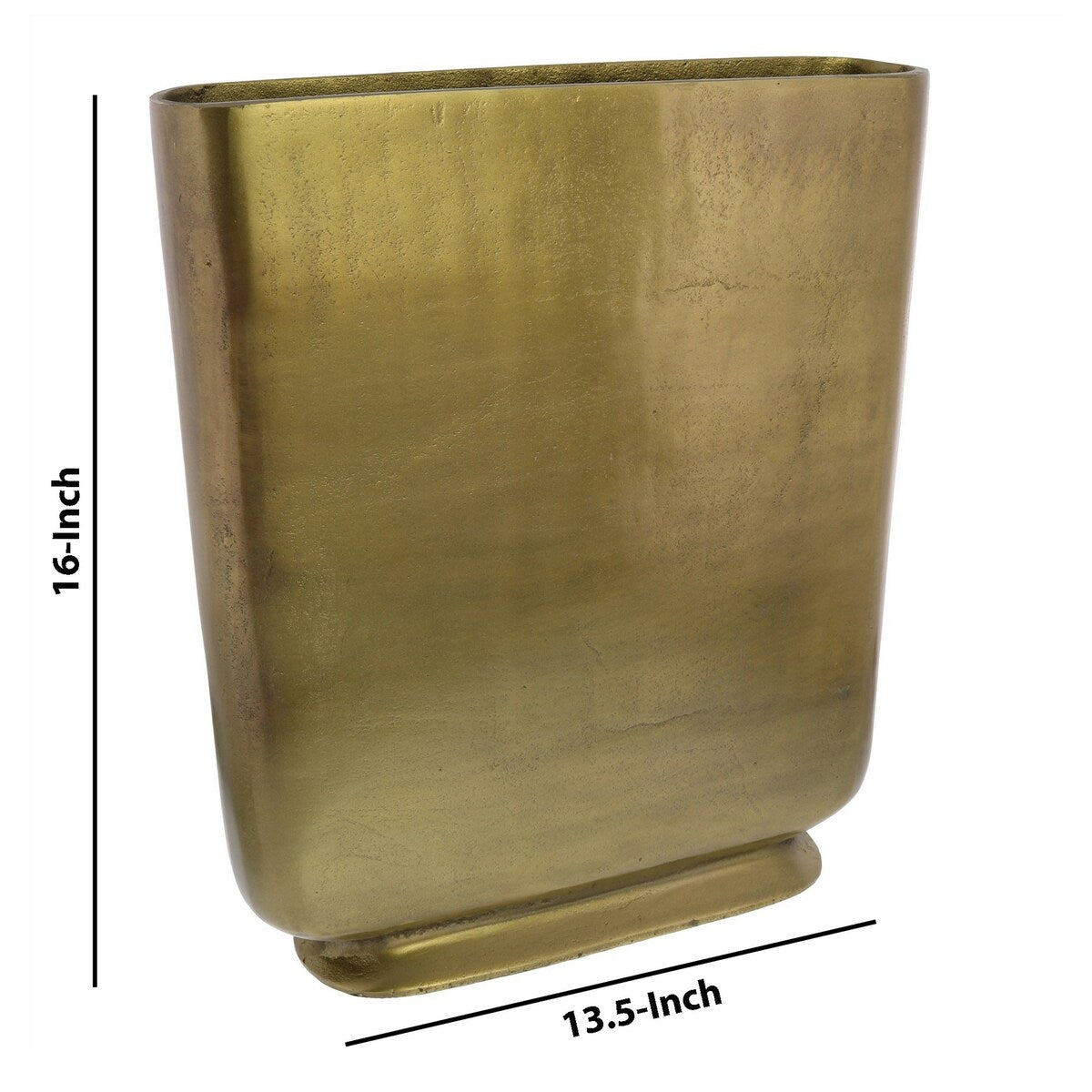 Capsule Shape Metal Vase with Stable Base, Large, Brass
