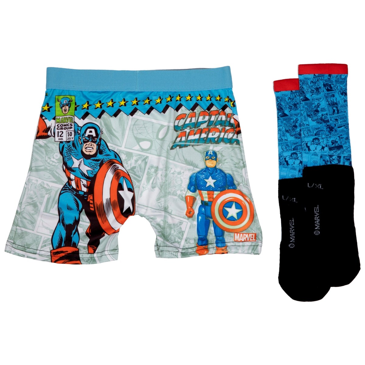 Captain America Retro Boxer Briefs Underwear And Sock Set
