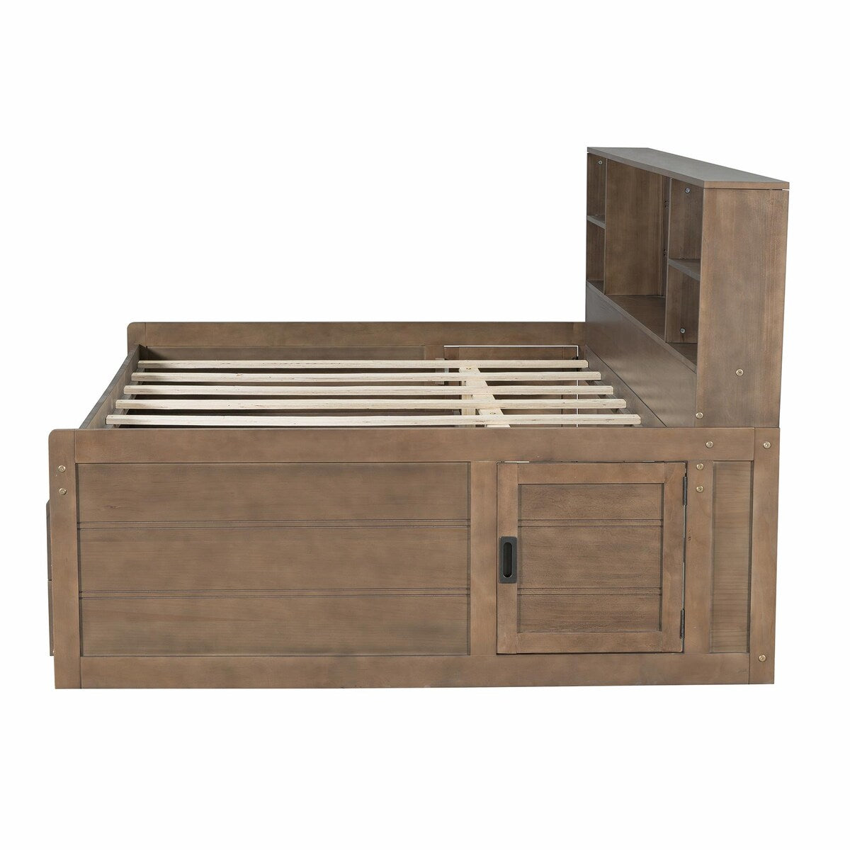 Captain Daybed with Storage Bookcase Headboard, Trundle, and Three Storage Drawers
