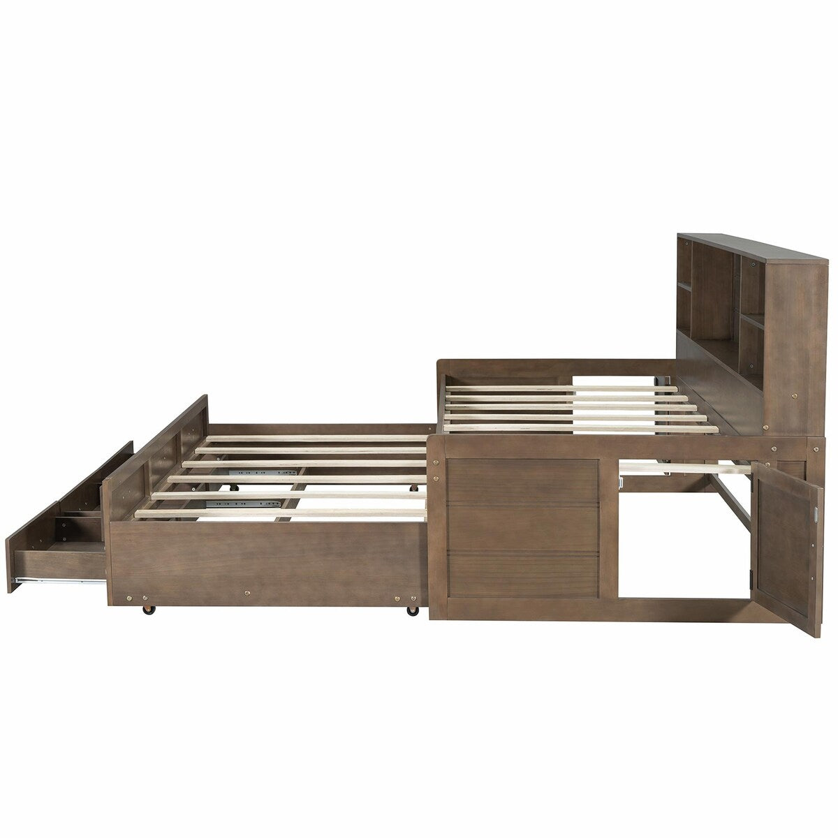Captain Daybed with Storage Bookcase Headboard, Trundle, and Three Storage Drawers