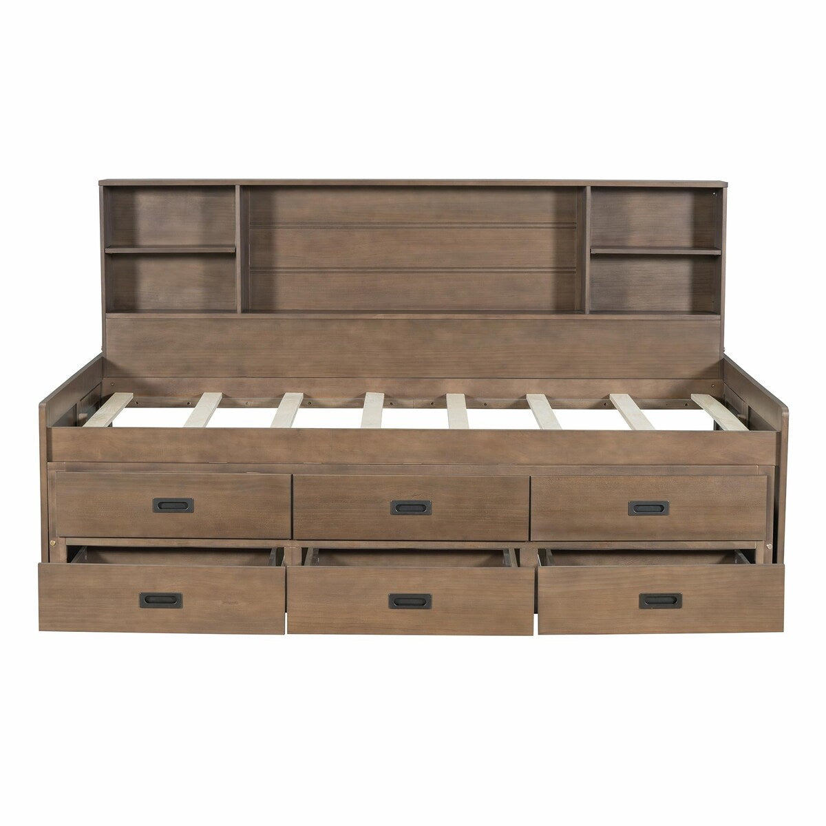 Captain Daybed with Storage Bookcase Headboard, Trundle, and Three Storage Drawers