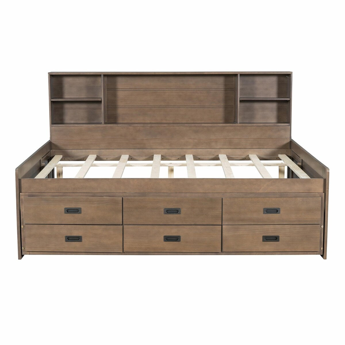 Captain Daybed with Storage Bookcase Headboard, Trundle, and Three Storage Drawers
