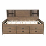 Captain Daybed with Storage Bookcase Headboard, Trundle, and Three Storage Drawers