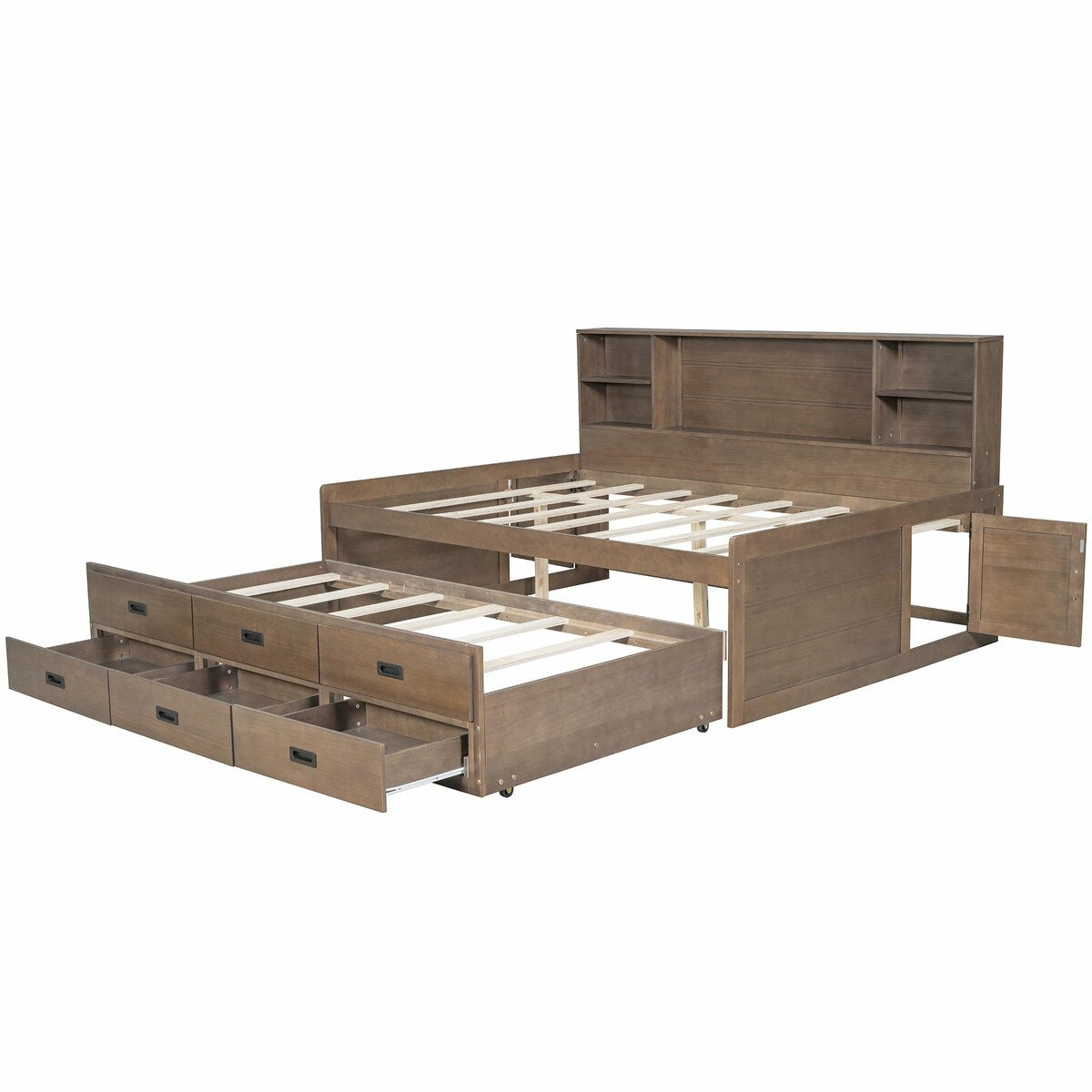 Captain Daybed with Storage Bookcase Headboard, Trundle, and Three Storage Drawers