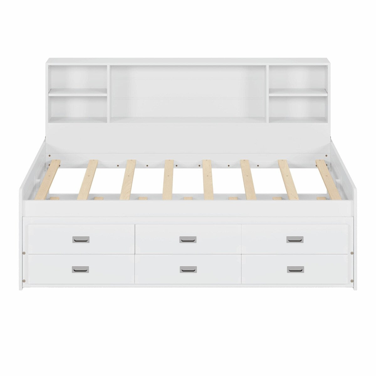 Captain Daybed with Storage Bookcase Headboard, Trundle, and Three Storage Drawers