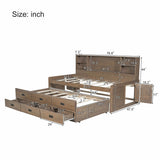 Captain Daybed with Storage Bookcase Headboard, Trundle, and Three Storage Drawers