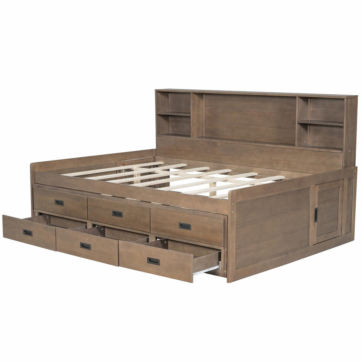 Captain Daybed with Storage Bookcase Headboard, Trundle, and Three Storage Drawers