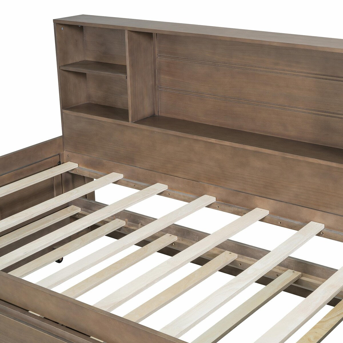 Captain Daybed with Storage Bookcase Headboard, Trundle, and Three Storage Drawers