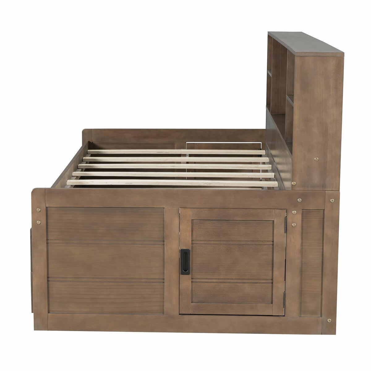 Captain Daybed with Storage Bookcase Headboard, Trundle, and Three Storage Drawers