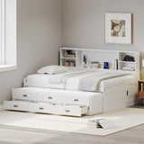 Captain Daybed with Storage Bookcase Headboard, Trundle, and Three Storage Drawers