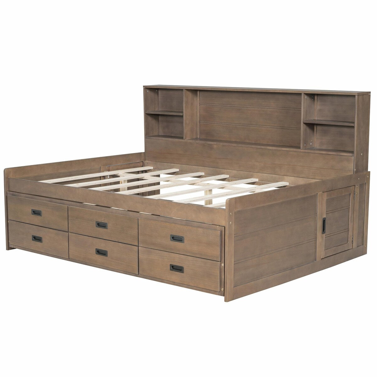 Captain Daybed with Storage Bookcase Headboard, Trundle, and Three Storage Drawers