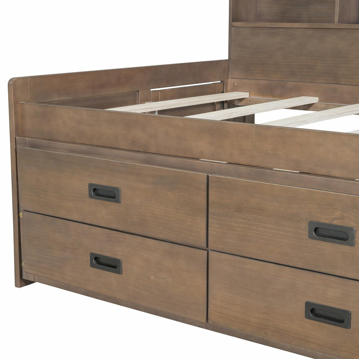 Captain Daybed with Storage Bookcase Headboard, Trundle, and Three Storage Drawers