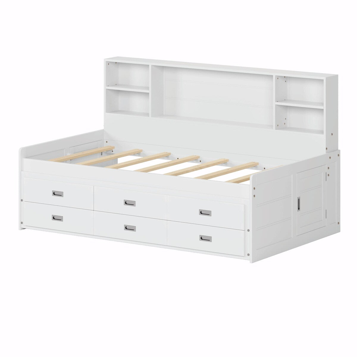 Captain Daybed with Storage Bookcase Headboard, Trundle, and Three Storage Drawers
