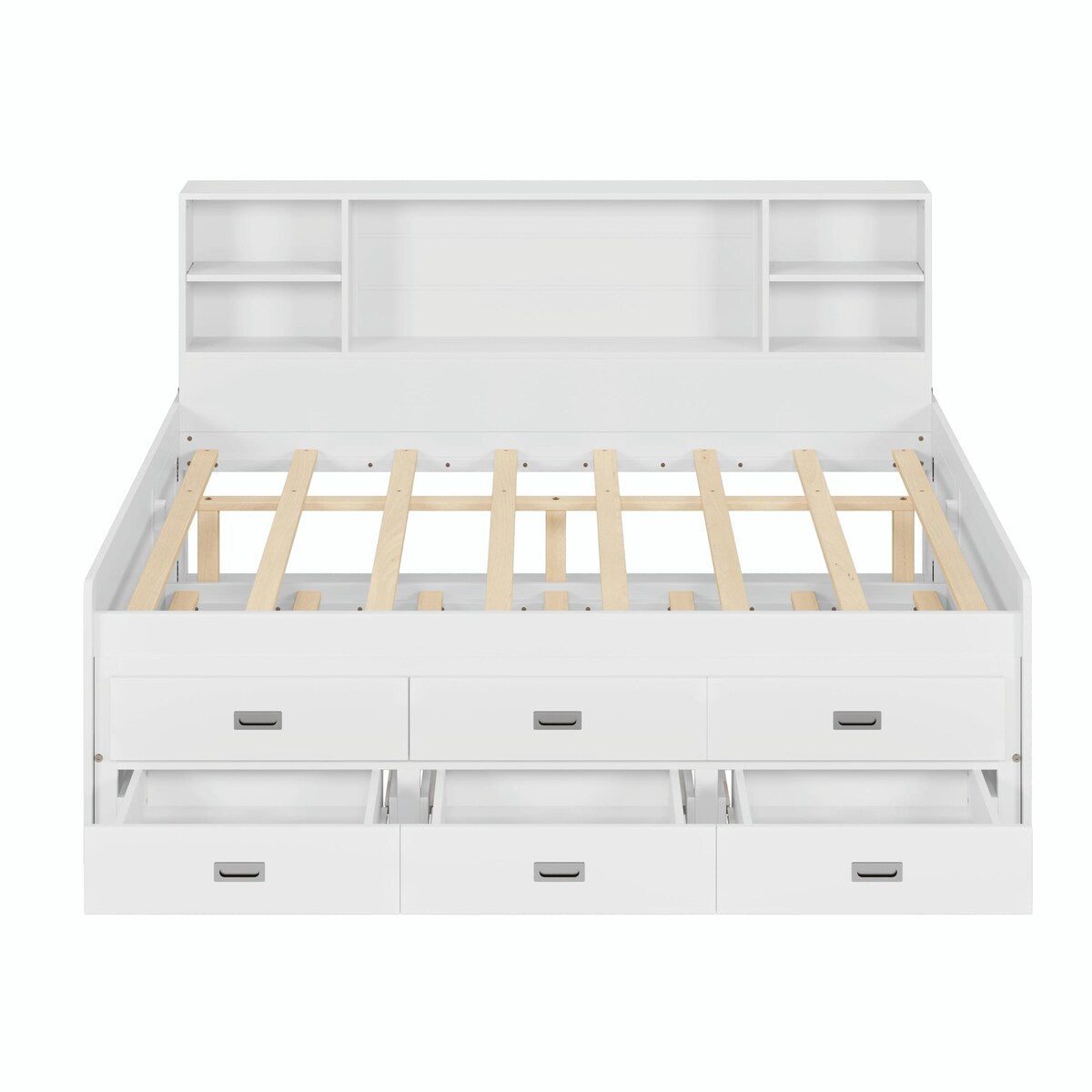 Captain Daybed with Storage Bookcase Headboard, Trundle, and Three Storage Drawers